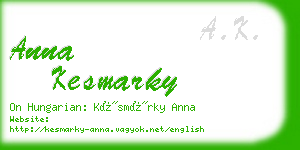 anna kesmarky business card